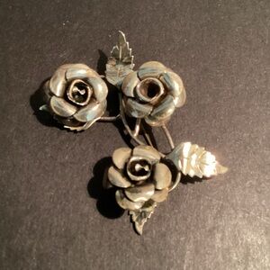 Sterling Lang Rose Brooch  2” Vintage Statement Piece
